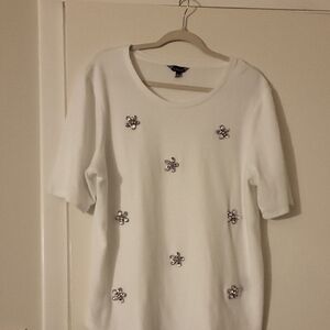 Chic White Embellished Women's Top